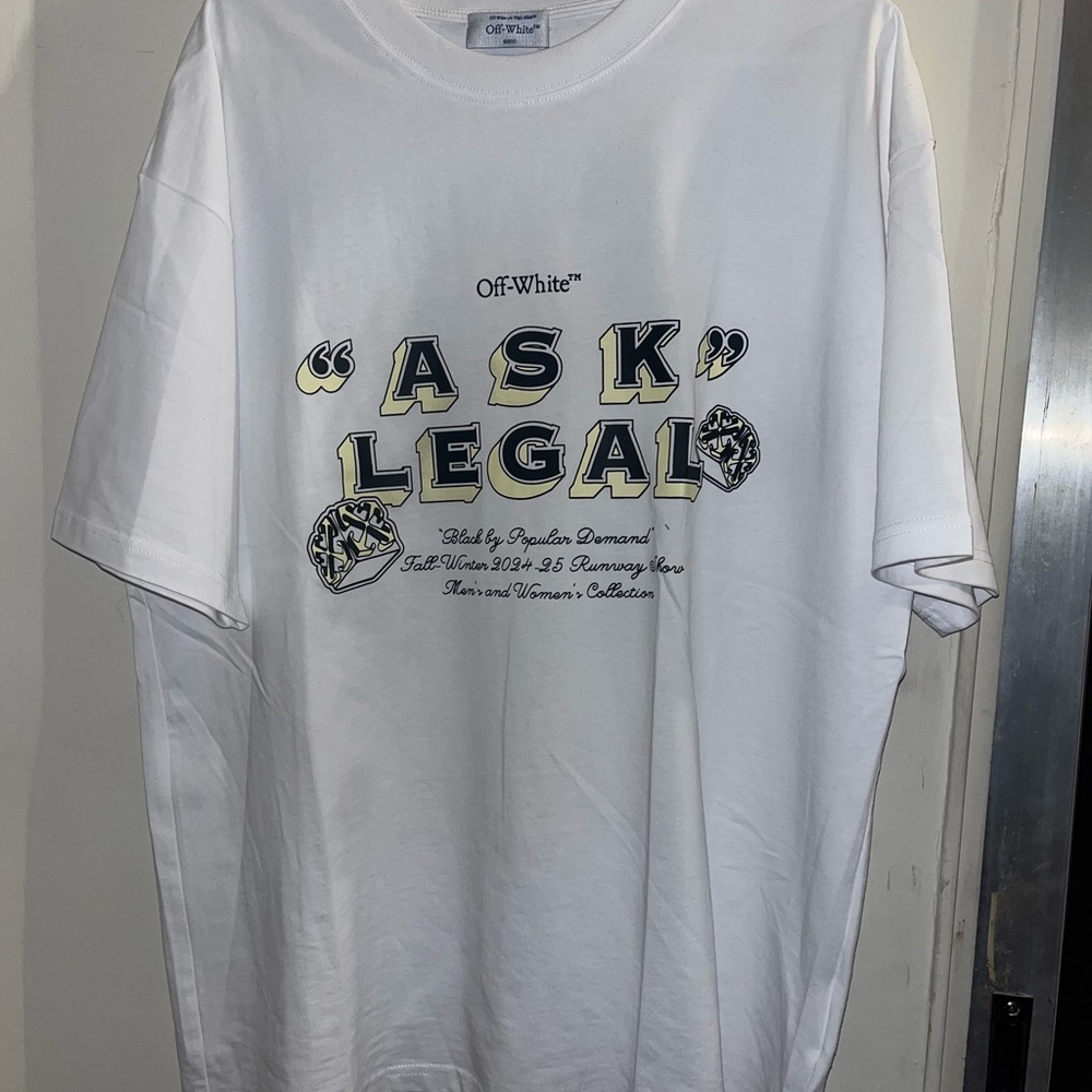Off-White White 'ASK LEGAL' Graphic Tee
